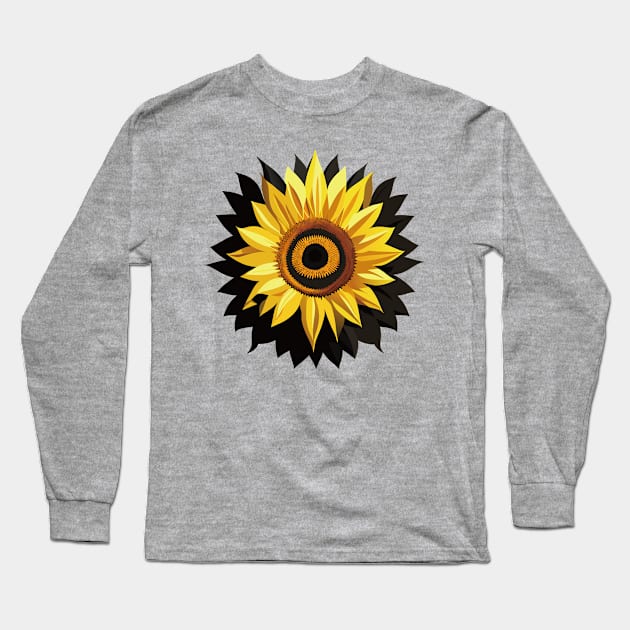 Blooming Sunflower: Floral Generative Art Long Sleeve T-Shirt by linann945